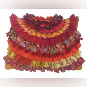 Pier 1 Imports Posh Pillows,Fancy Pillow Red Ruffles BOHO Bohemian Unique 17x13”